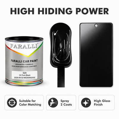 520 Pure Black 2K Car Paint 4:1 Mixing Ratio High Hiding Power Gloss Finish for Auto Refinish Repair